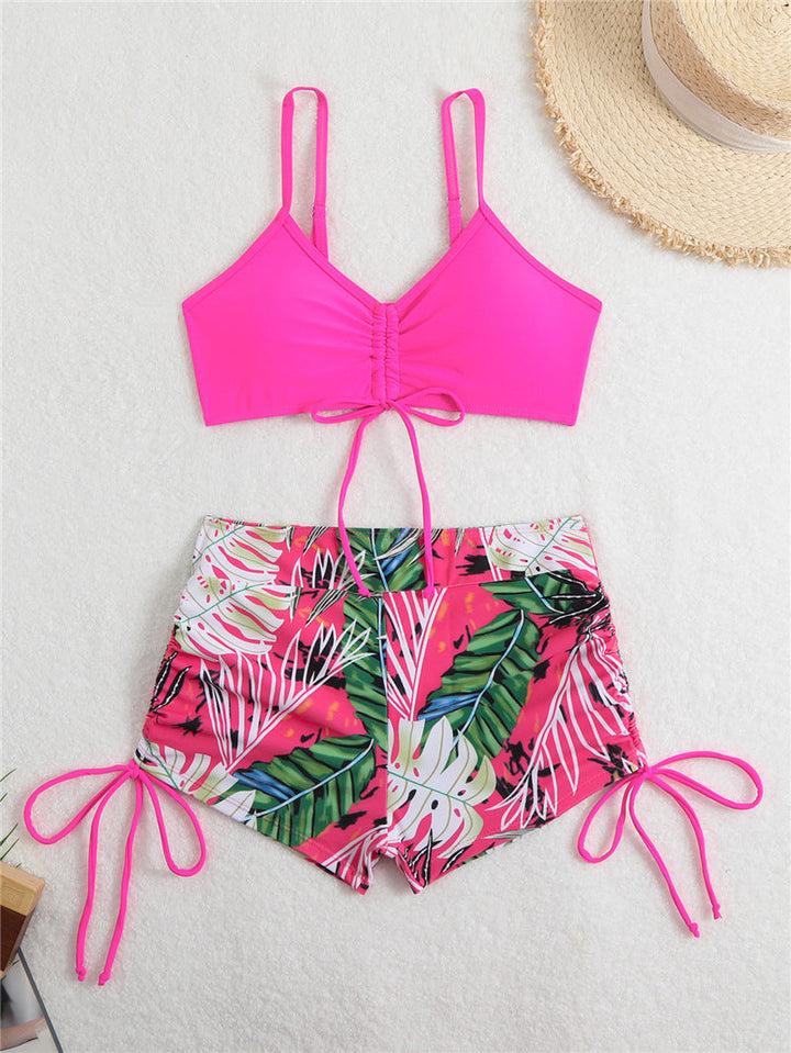Damen Bikini-Set mit rüschenverziertem Oberteil und modischen Shorts Drune