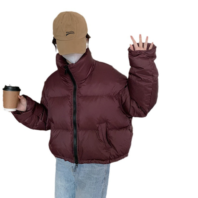 Damen Kurz geschnittene Pufferjacke mit hohem Kragen und seitlichen Taschen Drune