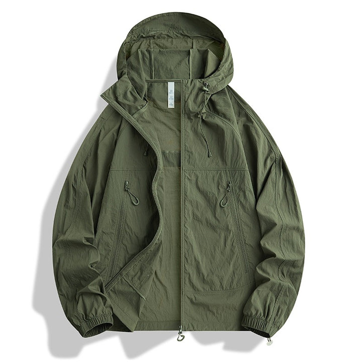 Herren Ultraleichte Kapuzen‑Windjacke mit Packfunktion, Meshfutter & Reißverschlusstaschen Drune