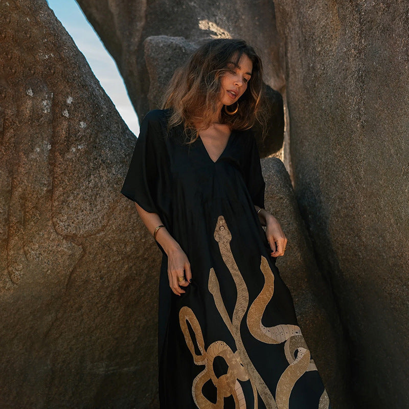 Damen Maxi-Kleid mit einzigartigem Schlangen-Design Drune