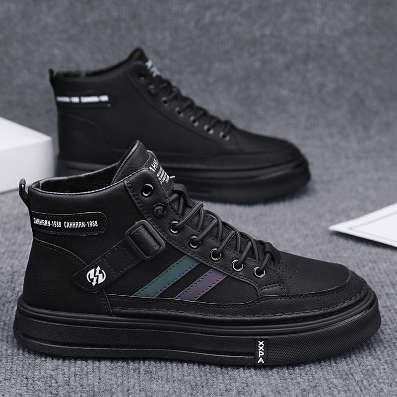 Unisex Mid-Top Street-Sneaker mit verstärkter Cupsohle, dekorativem Gurt und gepolstertem Knöchelkragen Drune
