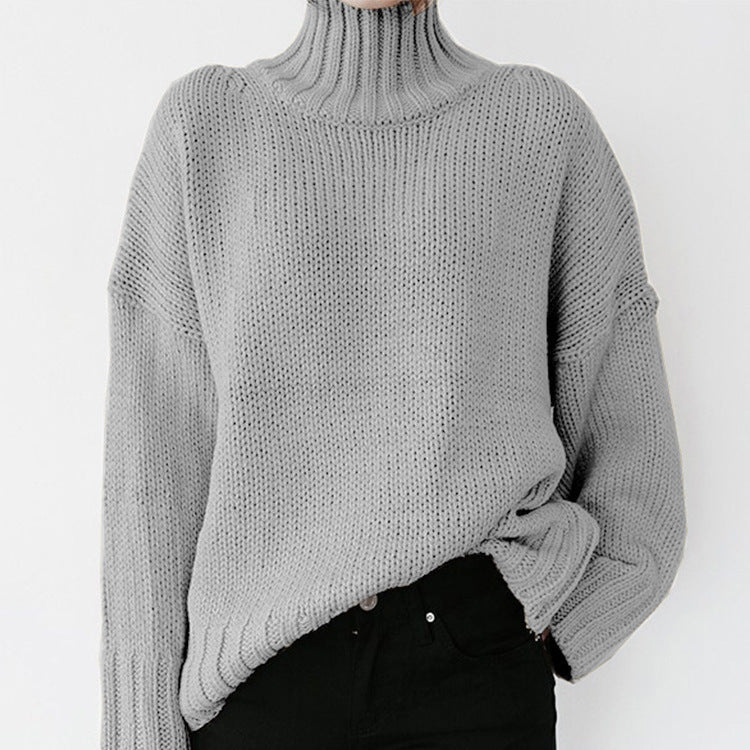 Damen Grober Strickpullover mit hohem Kragen und lässigem Schnitt Drune