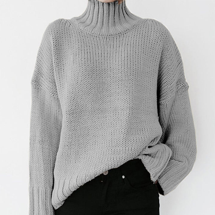 Damen Grober Strickpullover mit hohem Kragen und lässigem Schnitt Drune