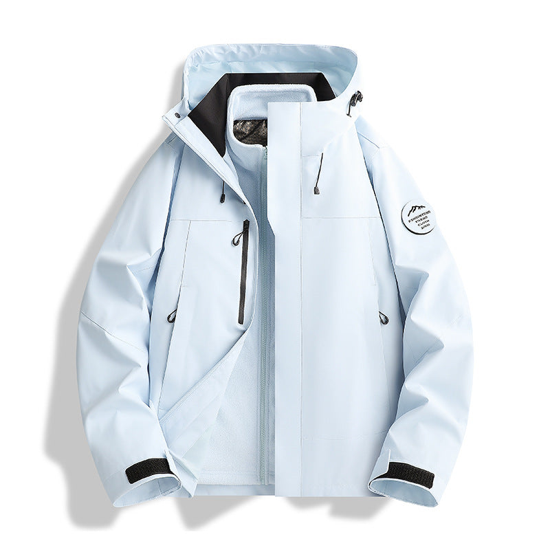 Herren Atmungsaktive, Wasserdichte Softshell-Jacke mit Fleecefutter und Kapuze Drune