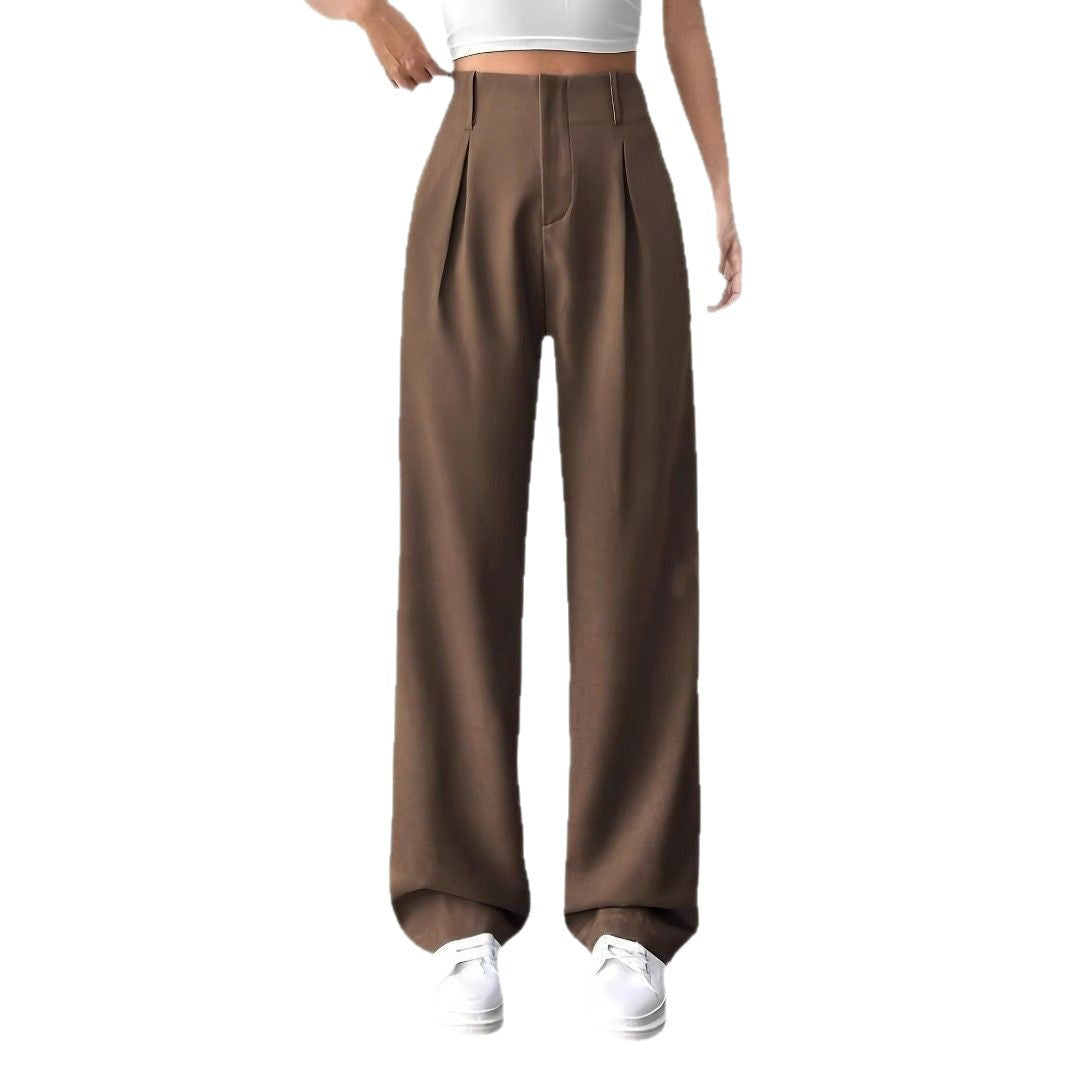 Damen Elegante Bundfaltenhose mit weitem Schnitt Drune