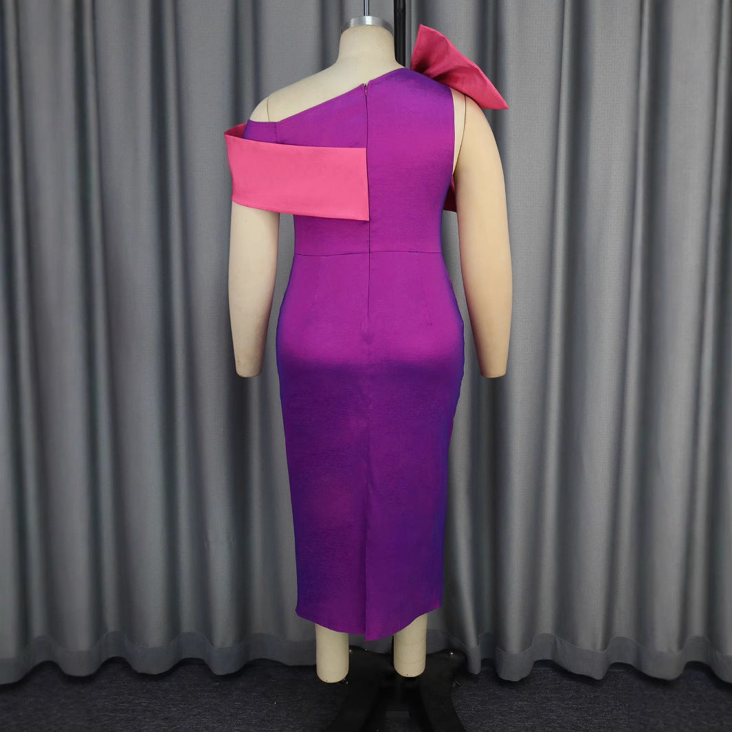 Damen Elegantes Cocktailkleid mit schillerndem Detail und asymmetrischem Träger Drune