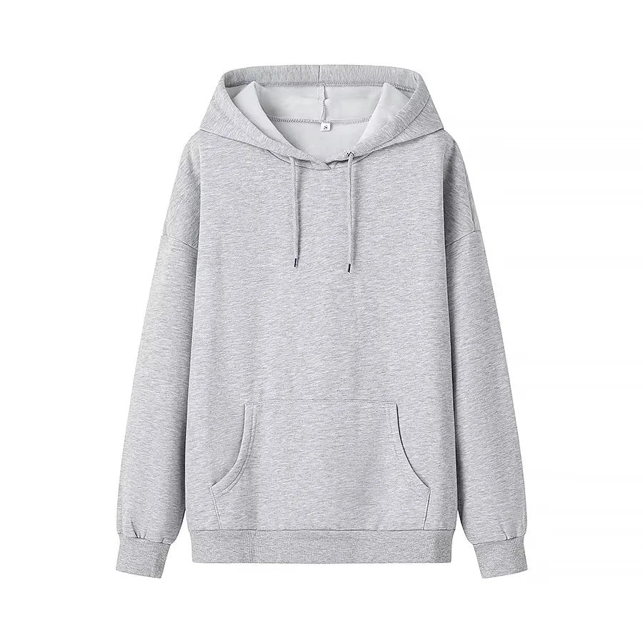 Unisex nan oversized Kapuzenpullover aus Baumwollmix mit Kängurutasche, Bindebandkapuze und Rippbündchen Drune