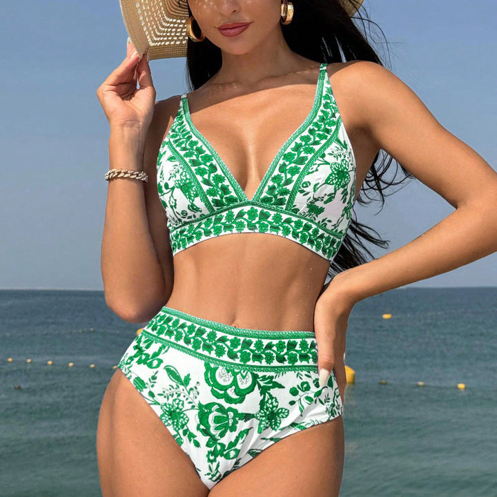Damen Hochtaillierter Bikini mit floralem Muster Drune