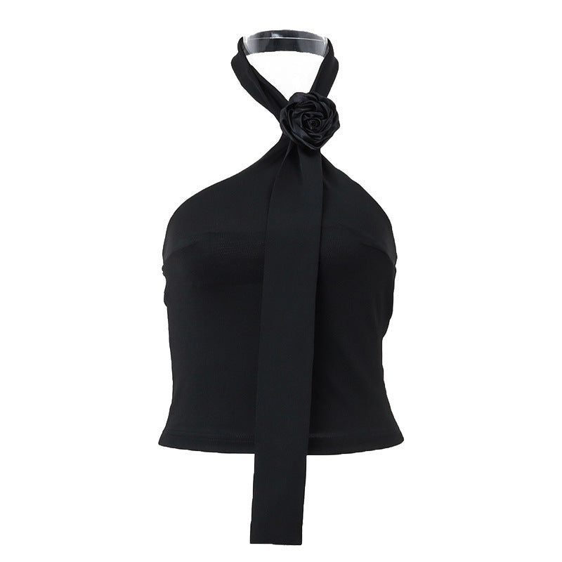 Damen asymmetrisches Top mit floraler Applikation und verstellbarem Träger Drune