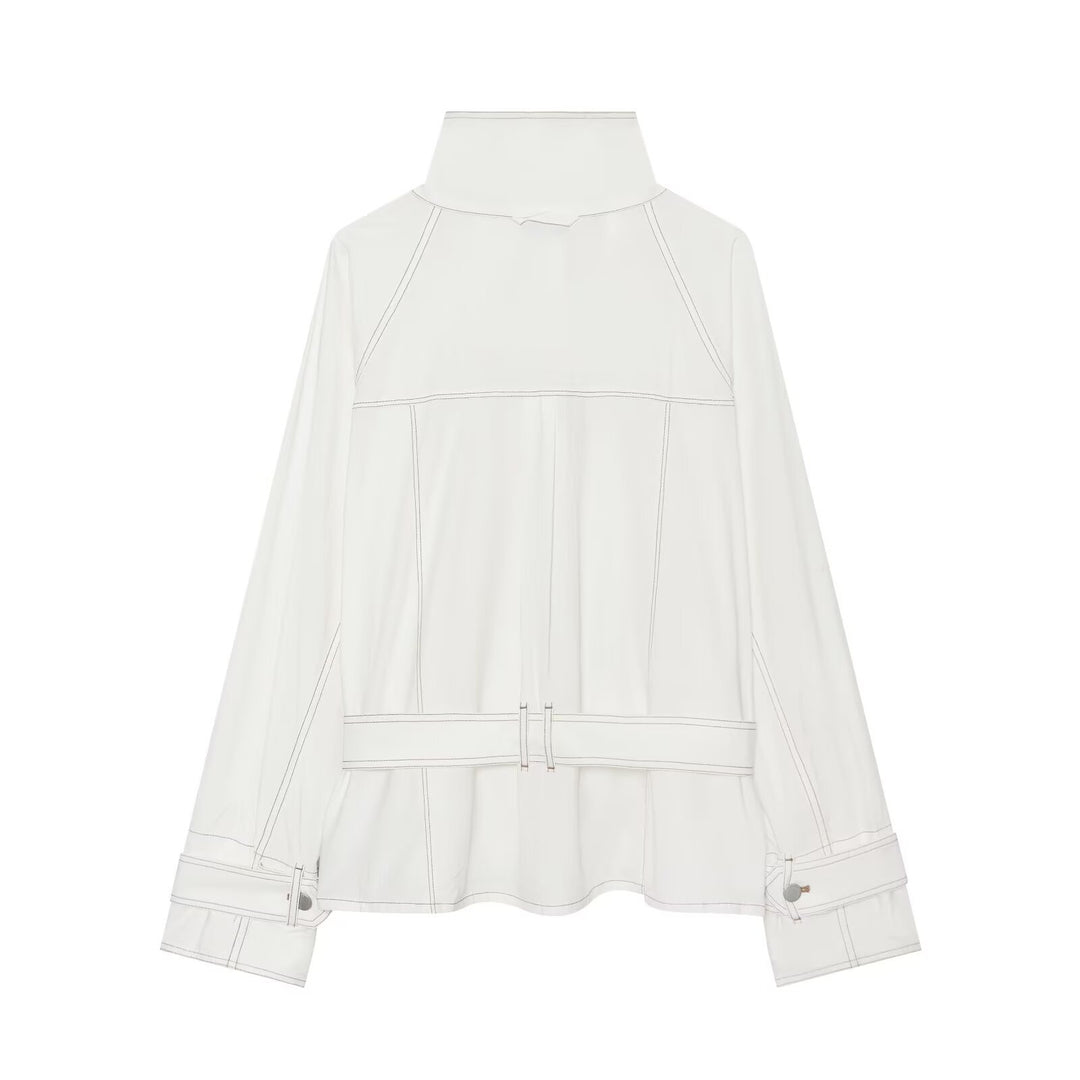 Damen Utility-Übergangsjacke mit Stehkragen und Taillengürtel Drune