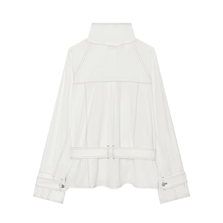 Damen Utility-Übergangsjacke mit Stehkragen und Taillengürtel Drune