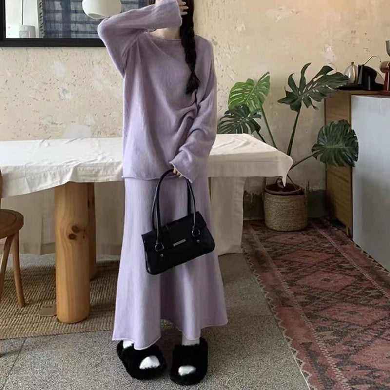 Damen Strickkleid im lässigen Off-Shoulder Design mit weitem Schnitt Drune