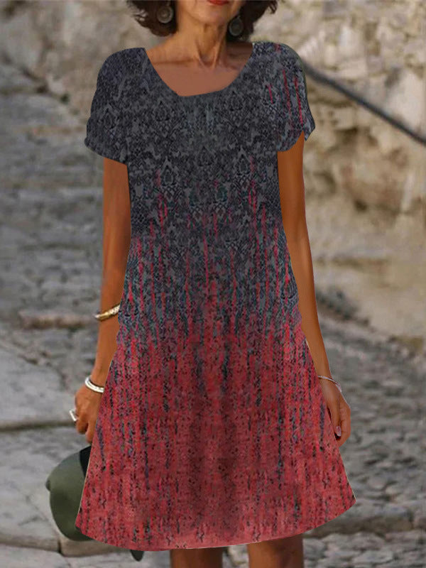 Damen lässiges Sommerkleid mit modernen Mustern und femininem Schnitt Drune