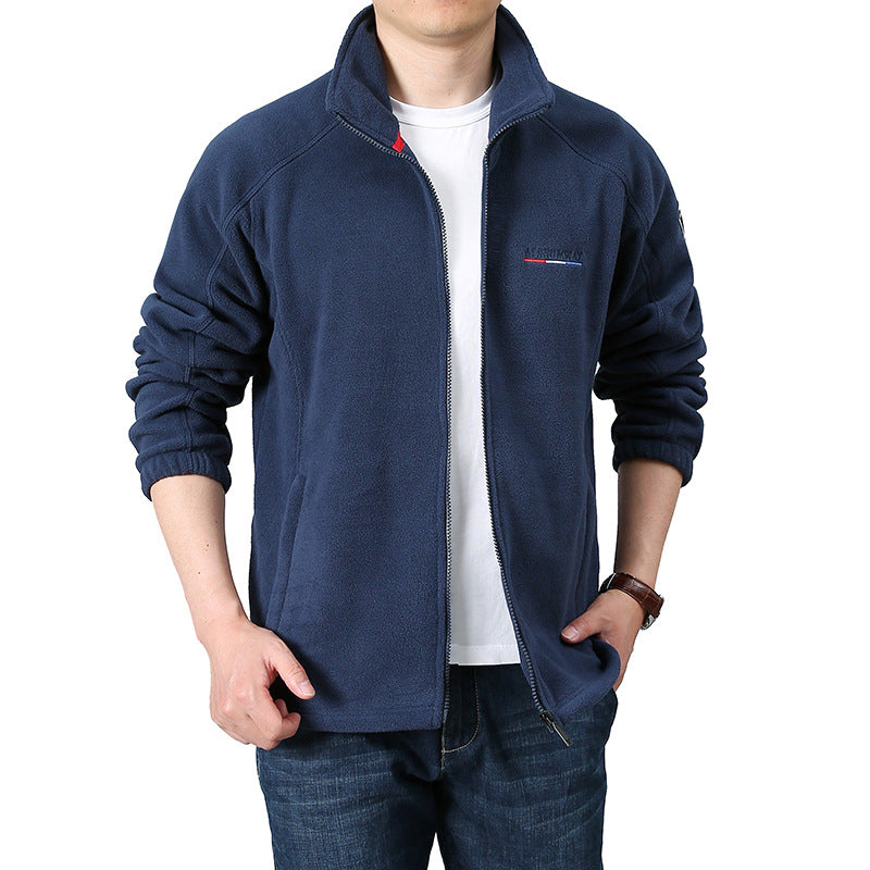 Herren Fleece-Outdoorjacke mit Stehkragen und durchgehendem Reißverschluss Drune
