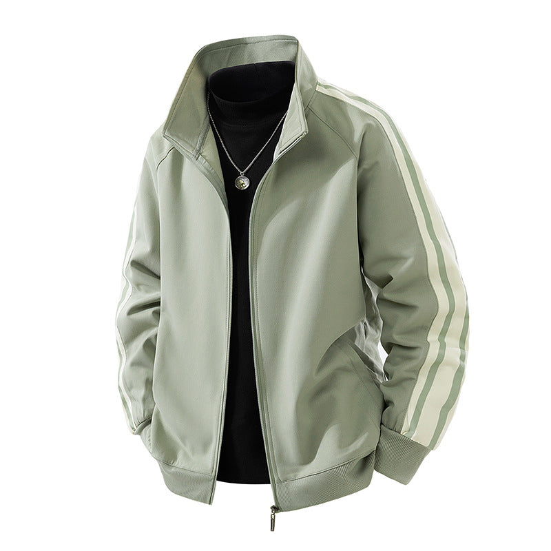 Herren Sportive Zipjacke mit Stehkragen und kontrastierenden Ärmestreifen Drune