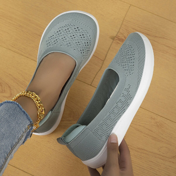 Damen Atmungsaktive Strick-Slipper mit ergonomischem Memory-Fußbett Drune