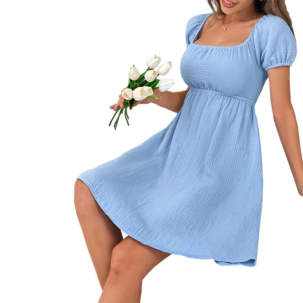 Damen luftiges Sommerkleid mit quadratischem Ausschnitt Drune