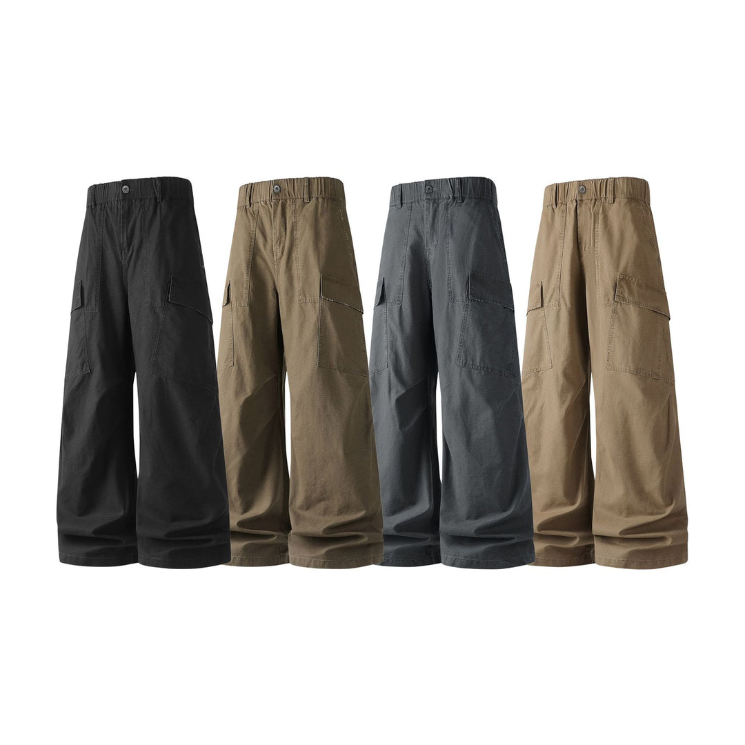 Damen Weite Cropped Cargo‑Hose mit elastischem Bund und aufgesetzten Taschen Drune