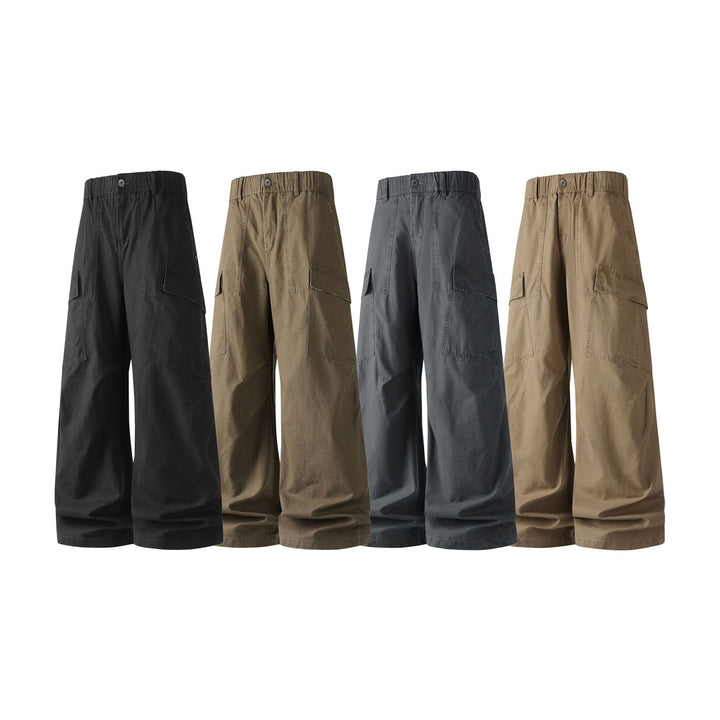 Damen Weite Cropped Cargo‑Hose mit elastischem Bund und aufgesetzten Taschen Drune