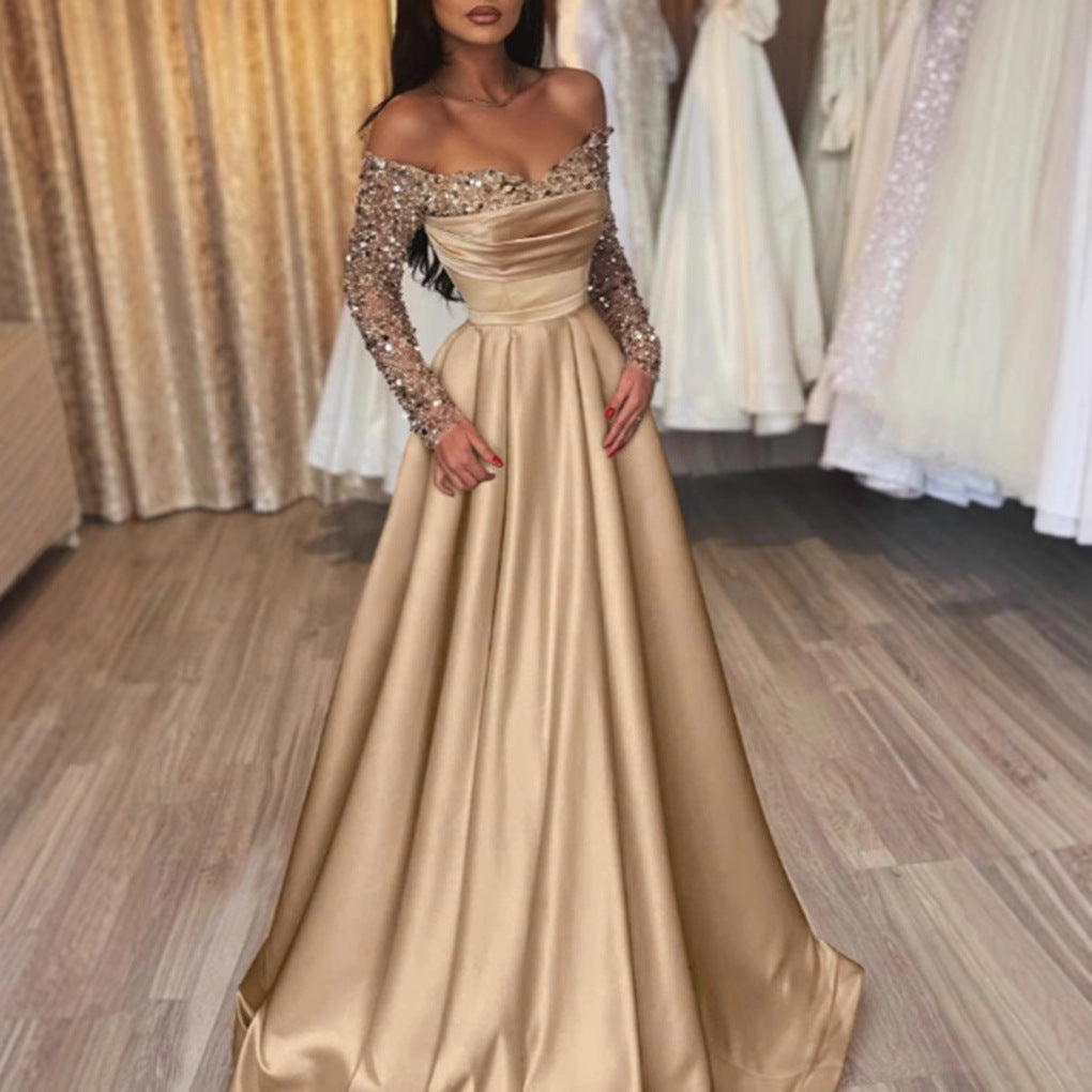 Damen Elegantes Abendkleid mit schimmerndem Oberteil und tailliertem Schnitt Drune