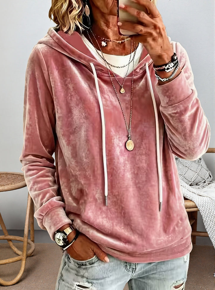 Damen Samtvelours-Hoodie mit Kordelzug und lässiger Oversize-Passform Drune