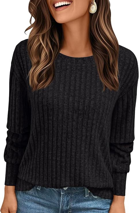 Damen Strukturiertes Rippstrick-Sweatshirt mit Chenille-Optik und lockerer Passform Drune