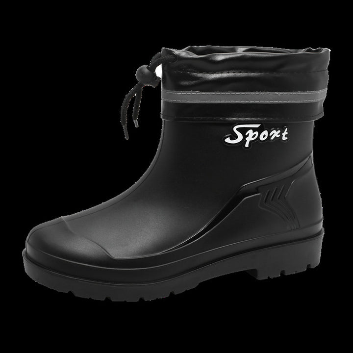Herren Kurze wasserdichte Regenstiefelette mit Kordelverschluss und profiliertem Outdoor-Sohlendesign Drune