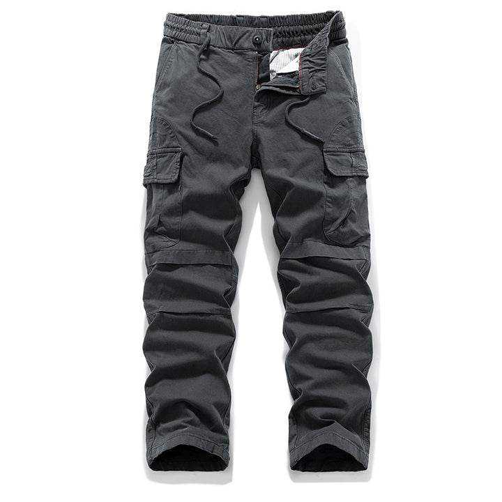 Herren Baumwoll-Canvas Cargo-Hose mit elastischem Tunnelzugbund, Kniepaneelen und Mehrfachtaschen Drune