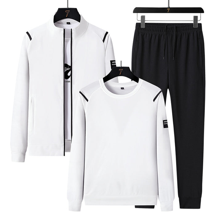 Herren Sportlicher Trainingsanzug-Set mit Reißverschlussjacke, Rundhalsausschnitt-Sweatshirt und Slim-Fit Jogginghose Drune