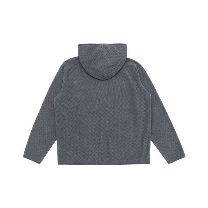 Unisex Kapuzen-Fleecejacke mit durchgehendem Reißverschluss, Strukturstrick und Brust-Reißverschlusstasche Drune