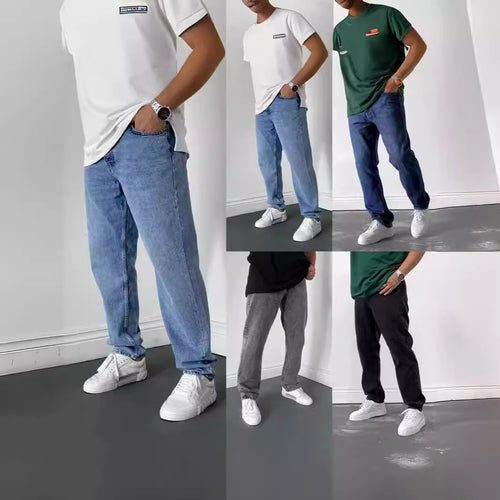 Herren nan lockere Straight-Leg Jeans mit elastischem Bundsaum und entspannter Passform Drune
