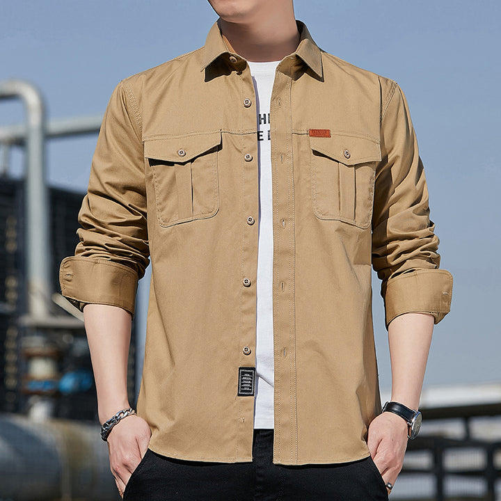 Herren Hemdjacke im Utility‑Stil mit Brustpattentaschen Drune