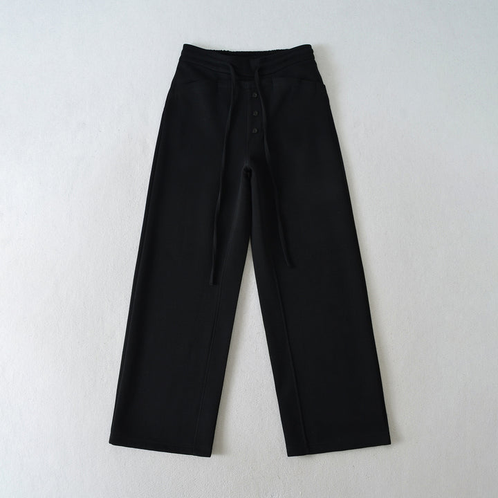 Damen weite Culotte aus hochwertigem Material mit dekorativen Knopfdetails Drune