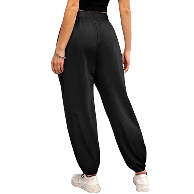 Damen Hohe Taille Entspannte Passform Jogginghose Drune