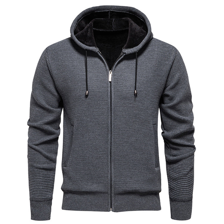 Herren moderne Kapuzenjacke mit strukturierter Oberfläche und weichem Innenfutter Drune