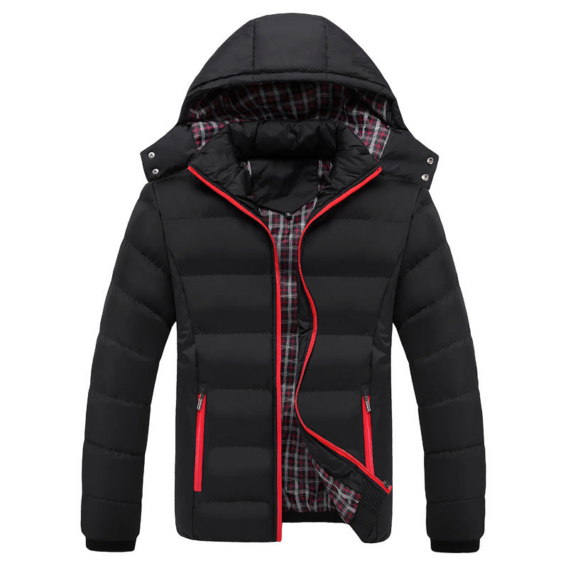 Herren Ultraleichte Pufferjacke mit Thermosteppung, Kapuze und kariertem Innenfutter Drune