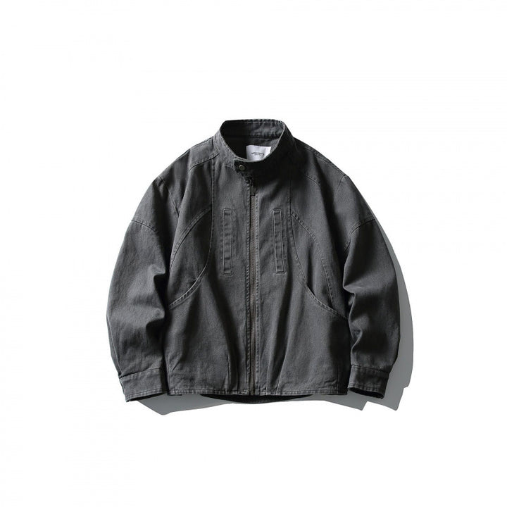 Herren Leichte Worker-Jacke aus Stonewashed-Baumwollmix mit Stehkragen Drune