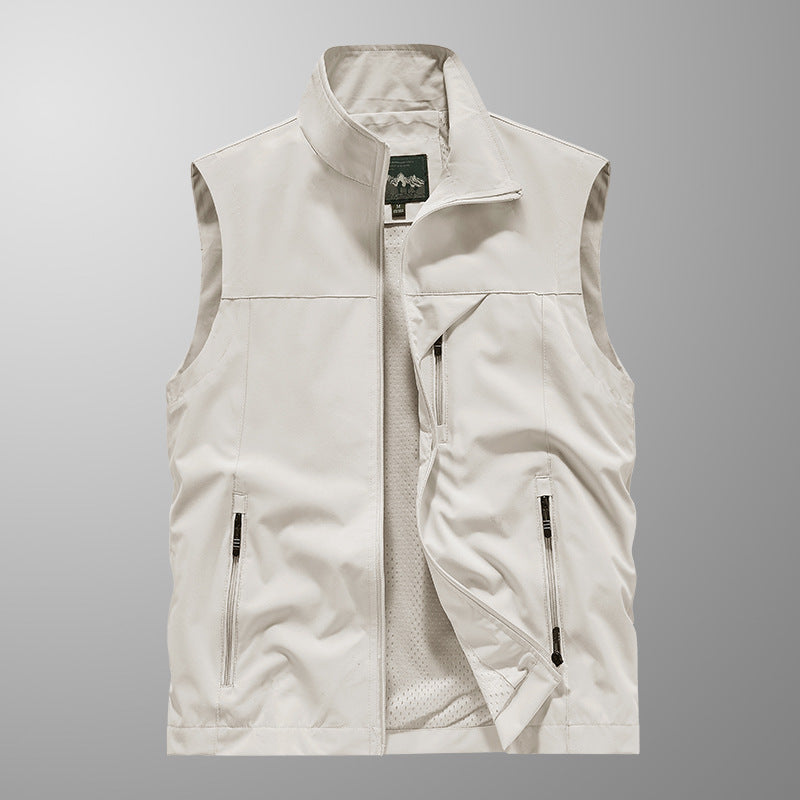 Herren Atmungsaktive Softshell-Outdoorweste mit Mesh‑Innenfutter und Reißverschlusstaschen Drune