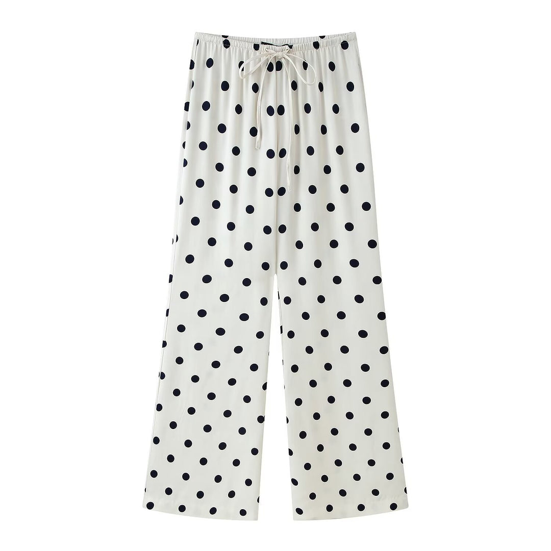 Damen Weite plissierte Loungehose mit elastischem Bund Drune