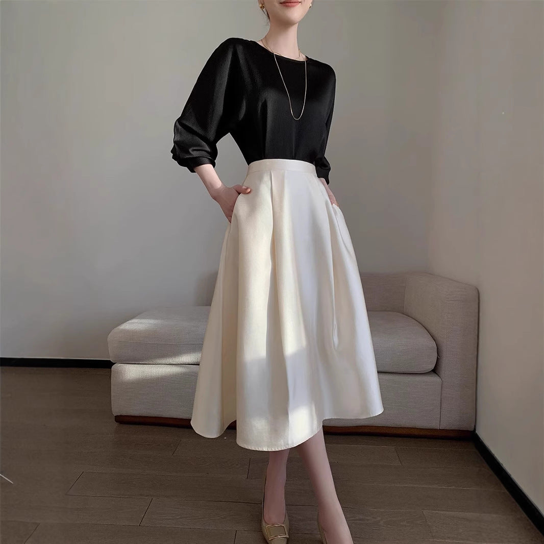 Damen Elegante und fließende Midikleid Drune