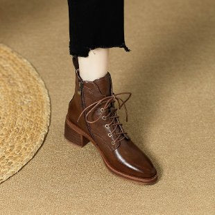 Damen Elegante Schnürstiefeletten mit Blockabsatz Drune