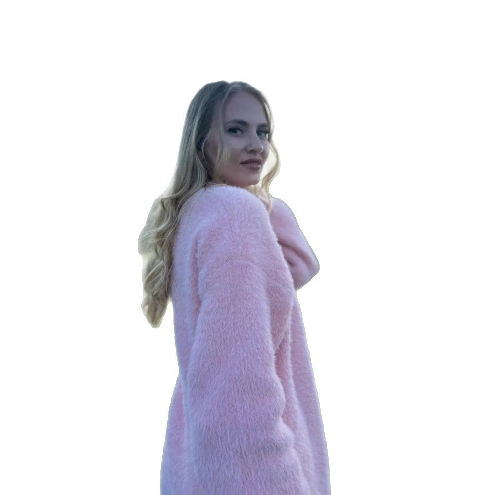 Damen Flauschiger Langarm Oversized Cardigan Drune