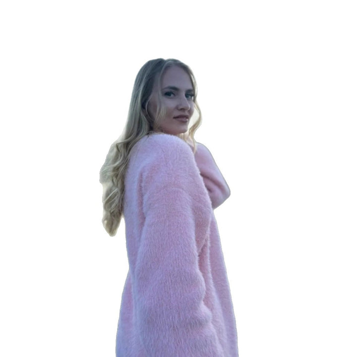 Damen Flauschiger Langarm Oversized Cardigan Drune