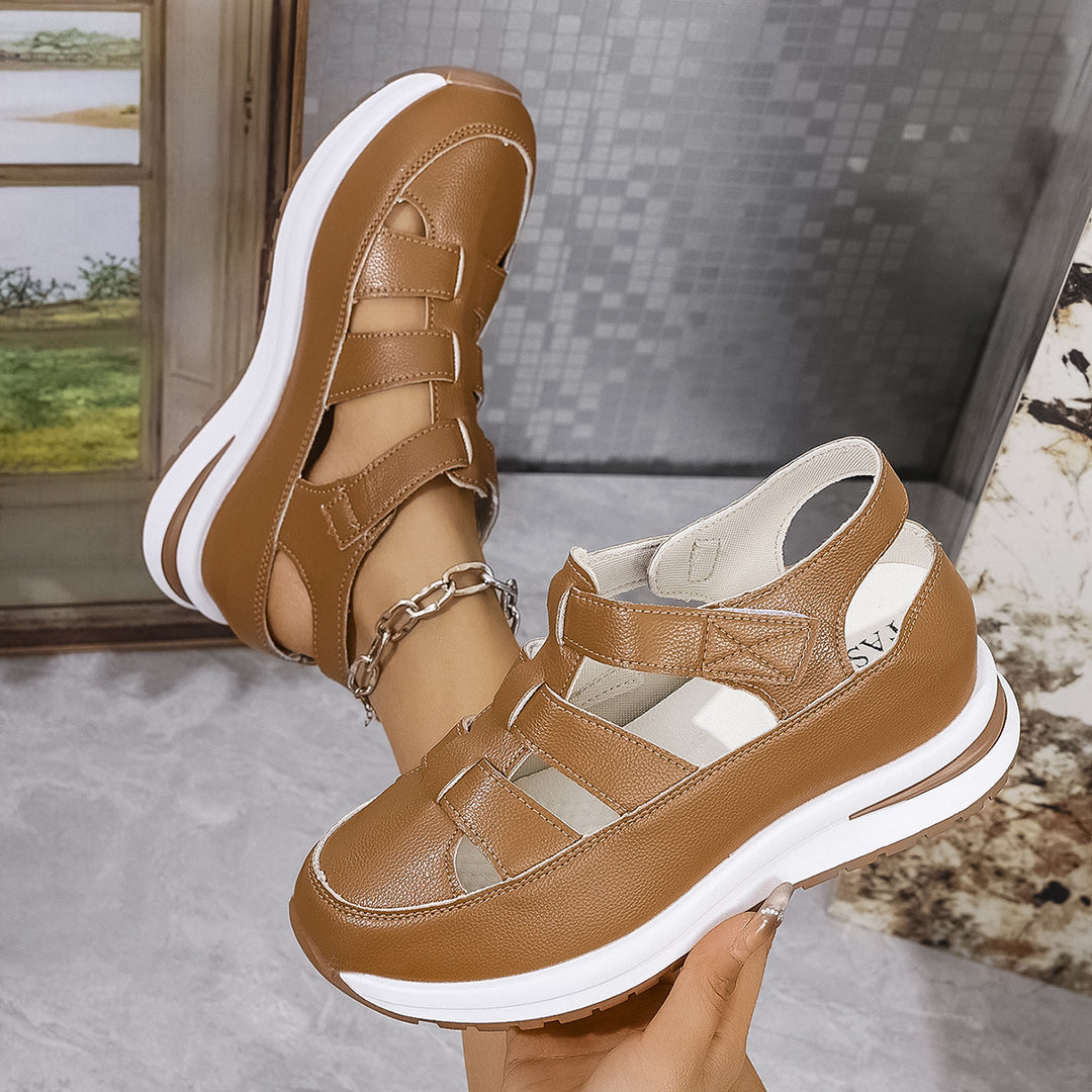 Damen Plateau‑Sneaker‑Sandale mit Klettverschluss und geschlossener Zehenpartie Drune
