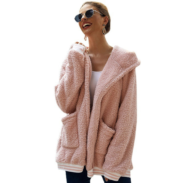 Damen Kuschelige Fleecejacke mit Kapuze und praktischen Taschen Drune