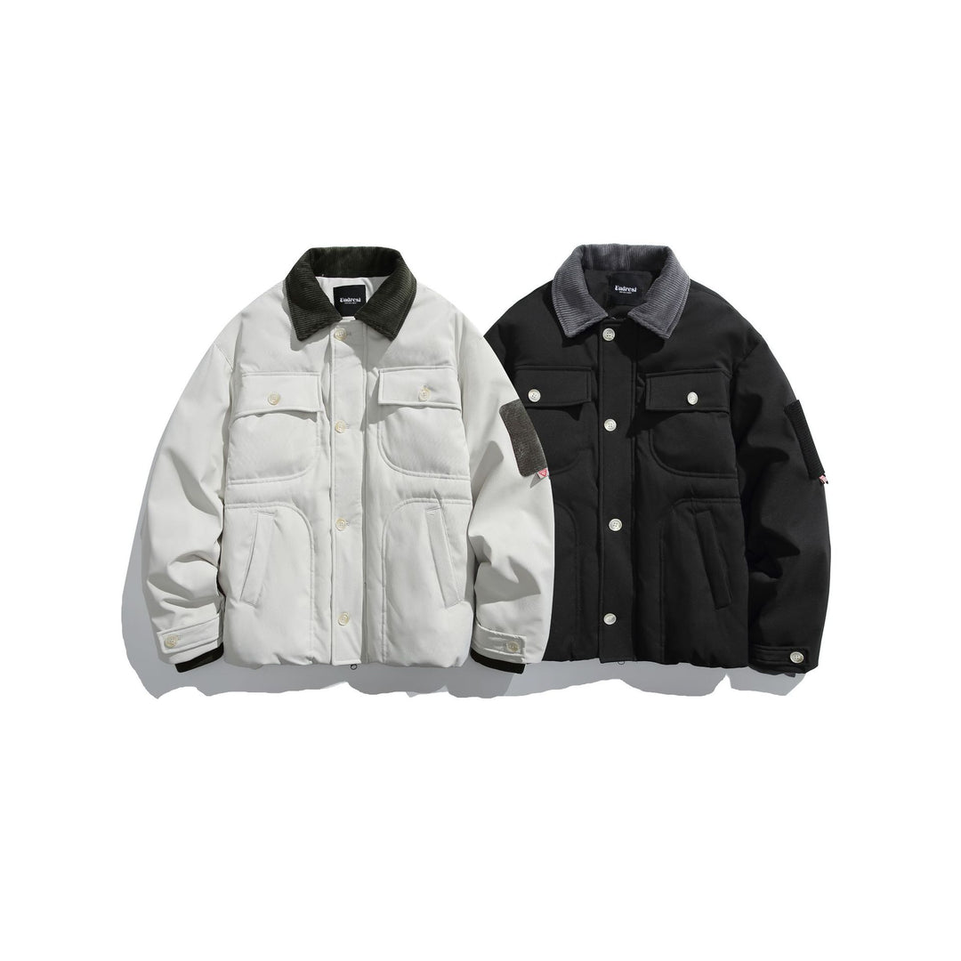 Herren Isolierte Fieldjacke im Workwear-Stil mit Cordkragen, Ellenbogen-Patches und aufgesetzten Taschen Drune