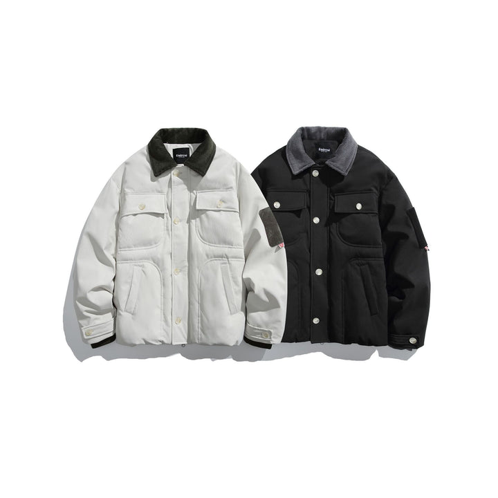 Herren Isolierte Fieldjacke im Workwear-Stil mit Cordkragen, Ellenbogen-Patches und aufgesetzten Taschen Drune