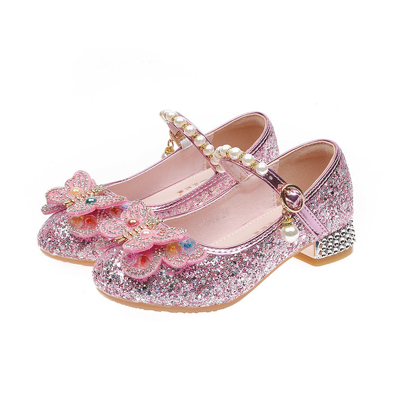 Mädchen Ballerinas mit funkelnden Schmetterlingsapplikationen und Perlenverzierungen Drune