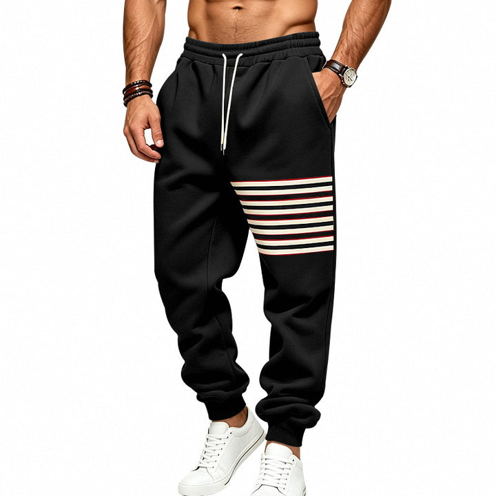 Herren Jogginghose mit seitlichem Streifen-Panel, elastischem Bund und Rippbündchen Drune
