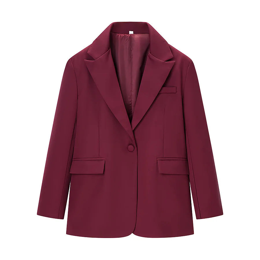 Damen nan kastiger Blazer mit spitzem Revers, Pattentaschen und durchgehendem Innenfutter Drune
